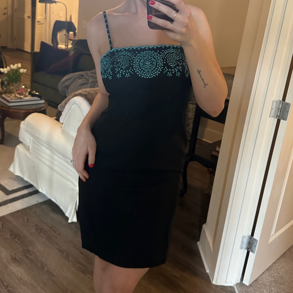 100% Silk Ann Taylor Mini Black Beaded Dress